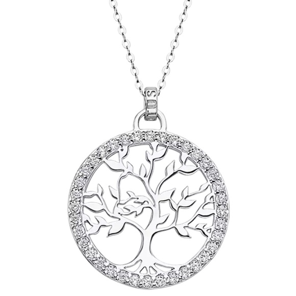 Lotus, Lotus Silver, "Tree of Life" Gold-Plated Silver & Pavé Zirconia Necklace - Picture 9 of 16